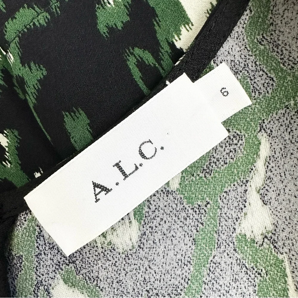 A.L.C. Elegant Black and Green Patterned Dress - Picture 10 of 13